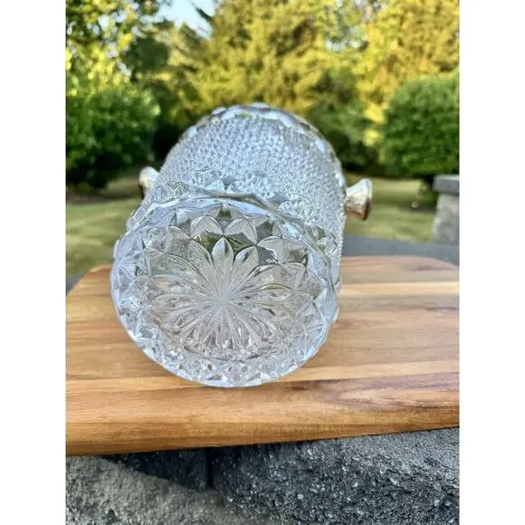 1950s VSL Art Deco Cut Crystal and Champagne Bucket Belgium 9.5” Heavy 9.6 Lb